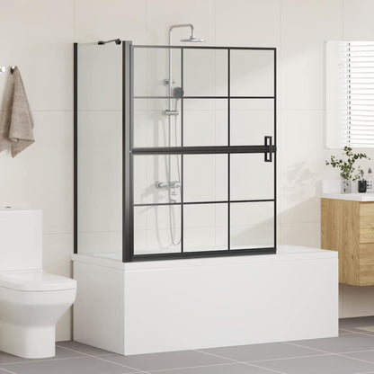 Schermo per Bagno e Doccia Nero e trasparente 116 x 68 x 128 cm