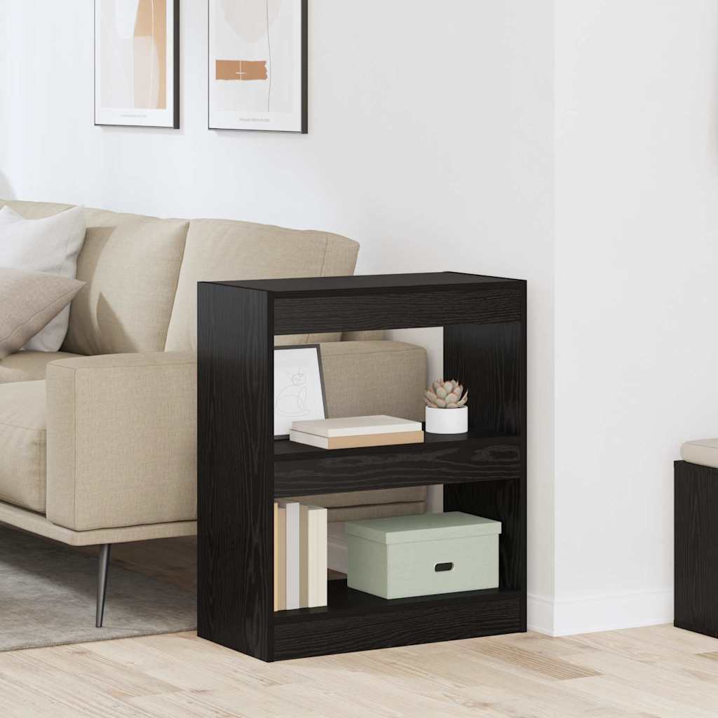 Armadio per Libri Rovere Nero 60 x 30 x 72 cm Legno multistrato