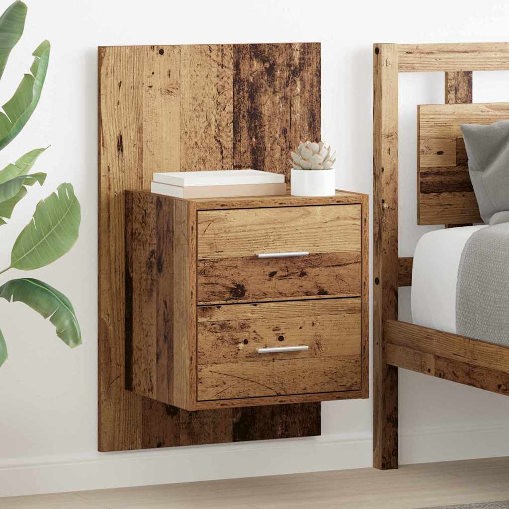 Mobiletto da comodino a parete con cassetto 2 pcs Legno vecchio