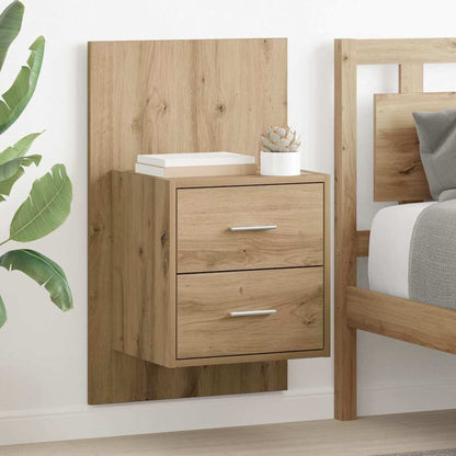 Mobiletto da comodino a parete 2 pcs Rovere artigianale