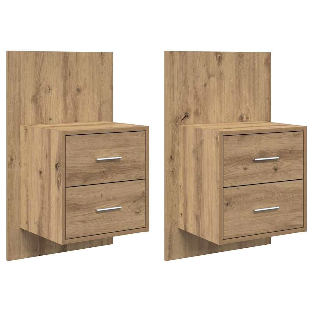 Mobiletto da comodino a parete 2 pcs Rovere artigianale