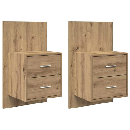 Mobiletto da comodino a parete 2 pcs Rovere artigianale