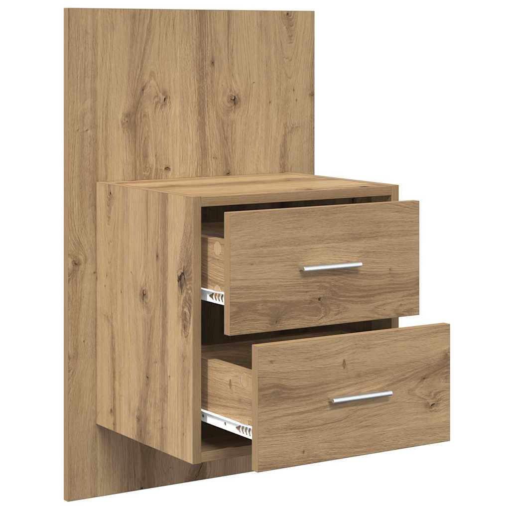 Mobiletto da comodino a parete 2 pcs Rovere artigianale
