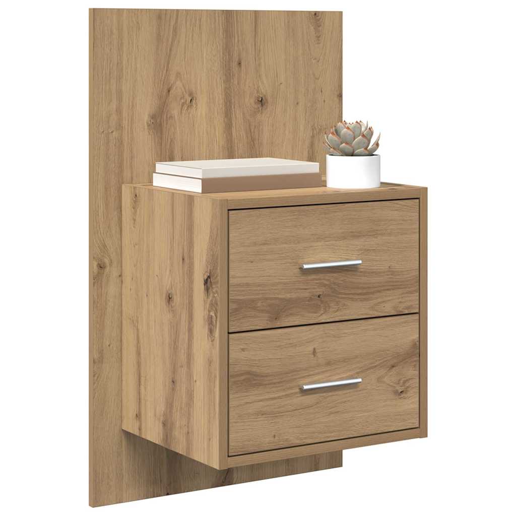 Mobiletto da comodino a parete 2 pcs Rovere artigianale