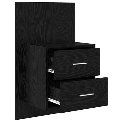 Mobiletto da comodino a parete con cassetto 2 pcs Rovere Nero