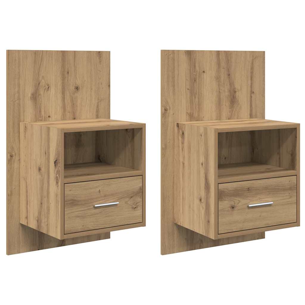 Armadio da Notte 2 pcs Rovere artigianale 50 x 32,5 x 80cm