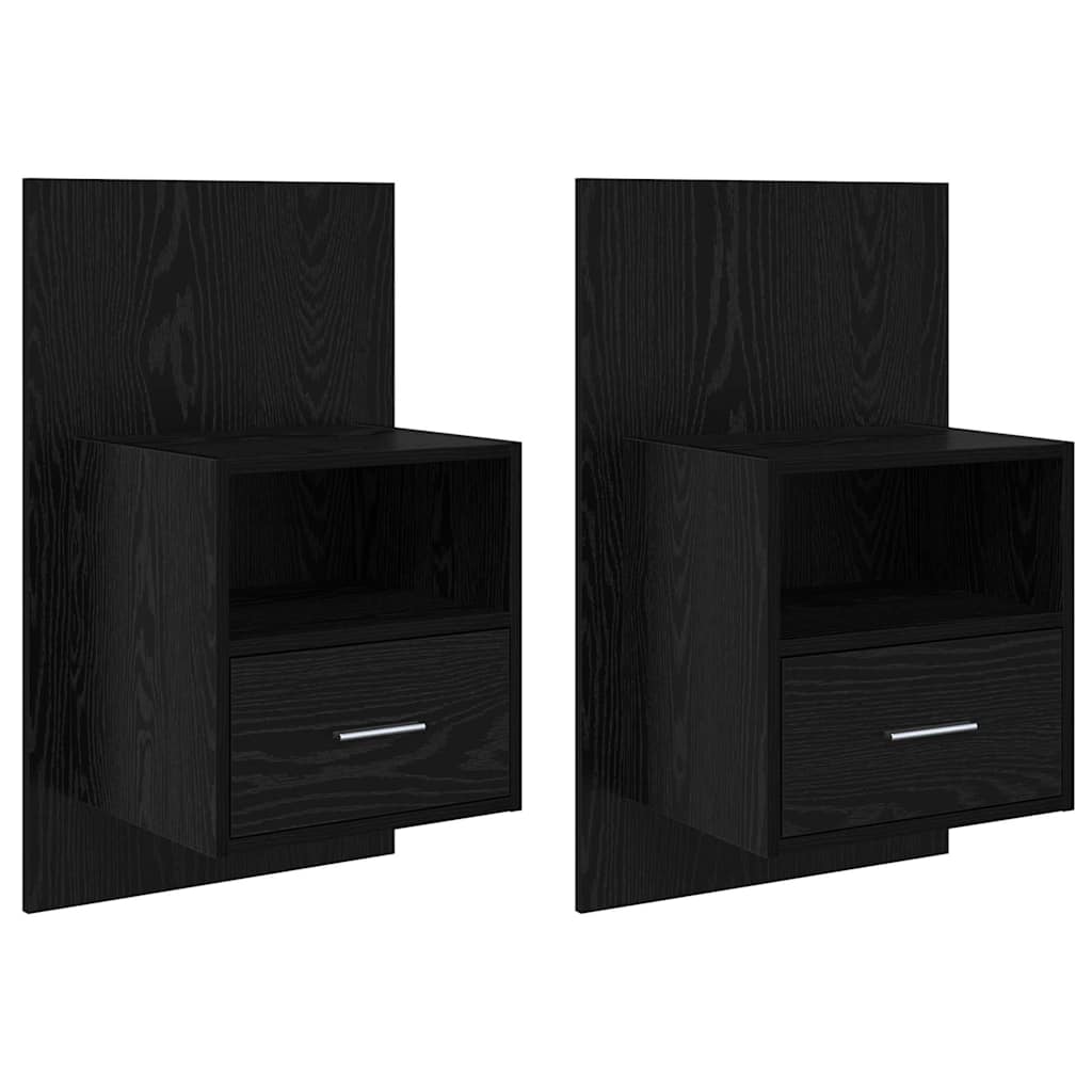 Armadio da Notte 2 pcs Rovere Nero 50 x 32,5 x 80cm