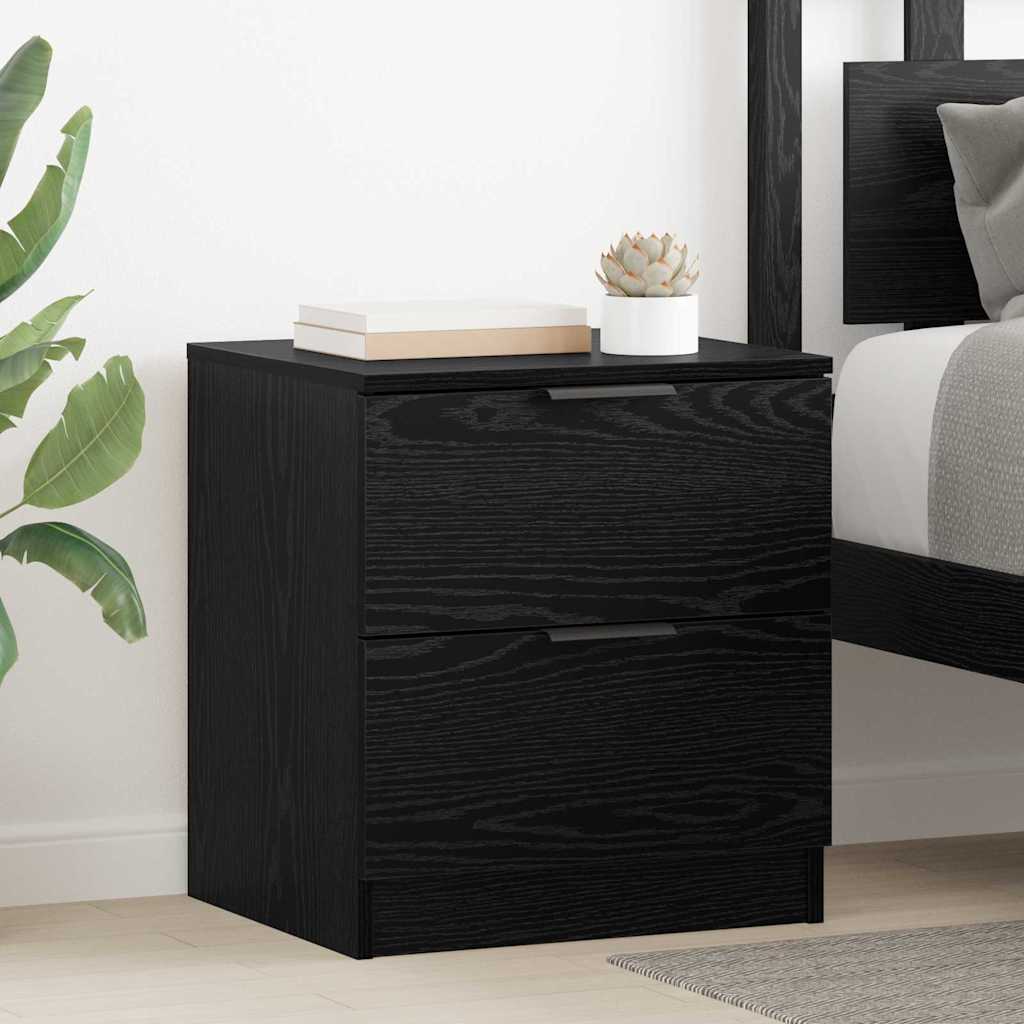 Armadio da Notte con cassetto 2 pcs Rovere Nero 45 x 39 x 50cm