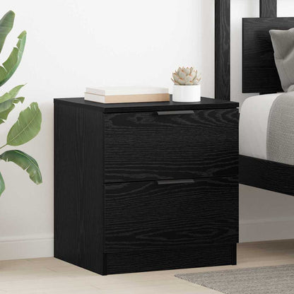 Armadio da Notte con cassetto 2 pcs Rovere Nero 45 x 39 x 50cm