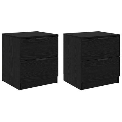 Armadio da Notte con cassetto 2 pcs Rovere Nero 45 x 39 x 50cm