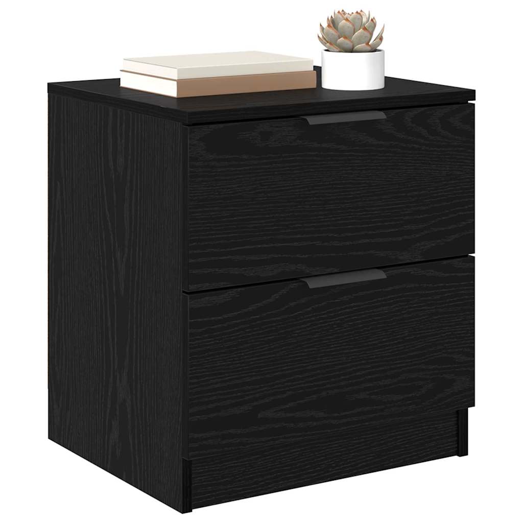 Armadio da Notte con cassetto 2 pcs Rovere Nero 45 x 39 x 50cm