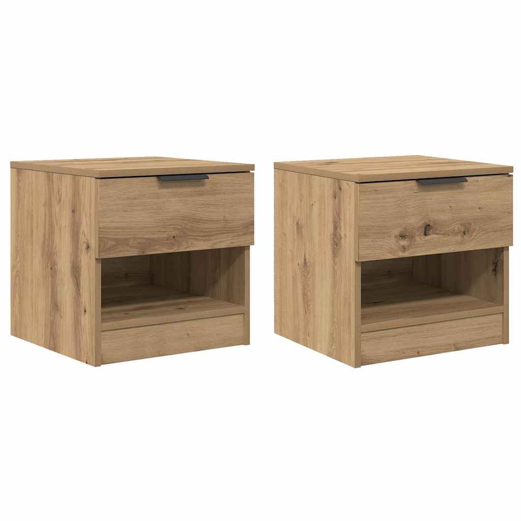 Armadietto per letto 2 pcs Rovere artigianale 40 x 39 x 40cm