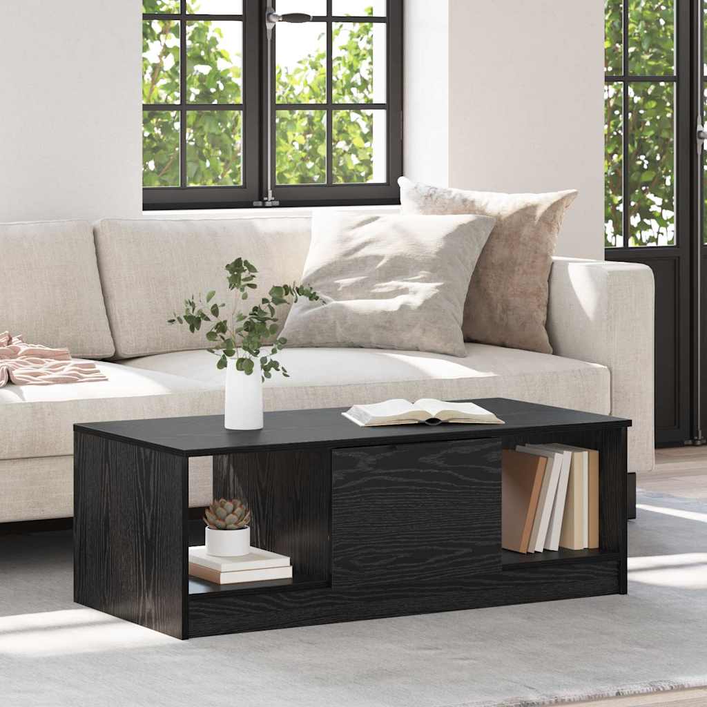 Tavolino da salotto con cassetto Rovere Nero 102 x 50 x 36cm