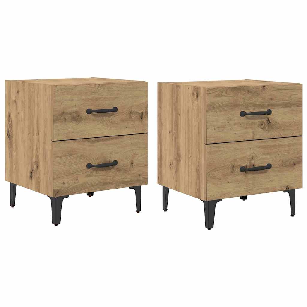 Armadietto per letto 2 pcs Rovere artigianale 40 x 35 x 47,5 cm