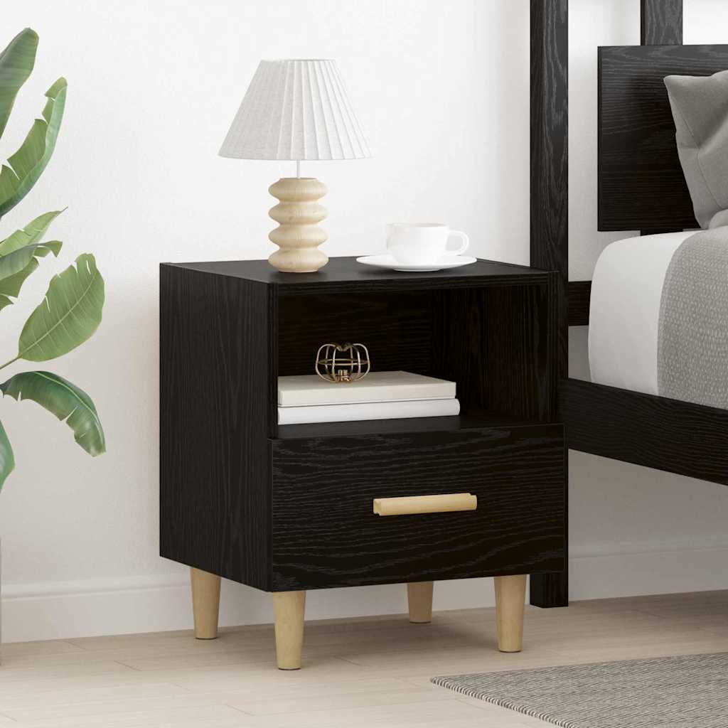 Armadio da Notte Rovere Nero 40 x 35 x 47 cm Legno multistrato