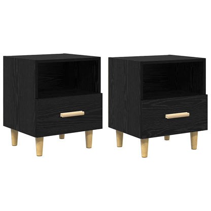Armadio da Notte con cassetto 2 pcs Rovere Nero 40 x 35 x 47 cm