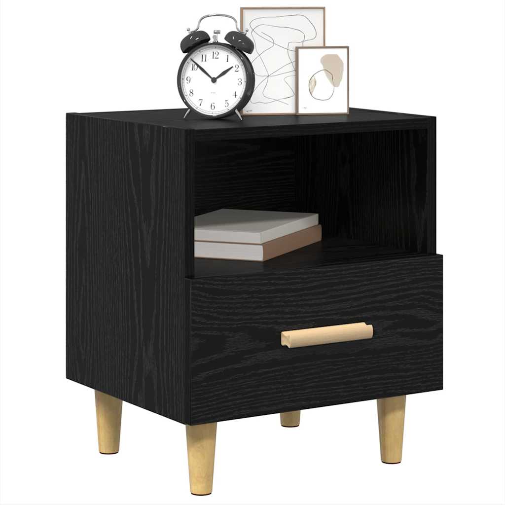 Armadio da Notte con cassetto 2 pcs Rovere Nero 40 x 35 x 47 cm