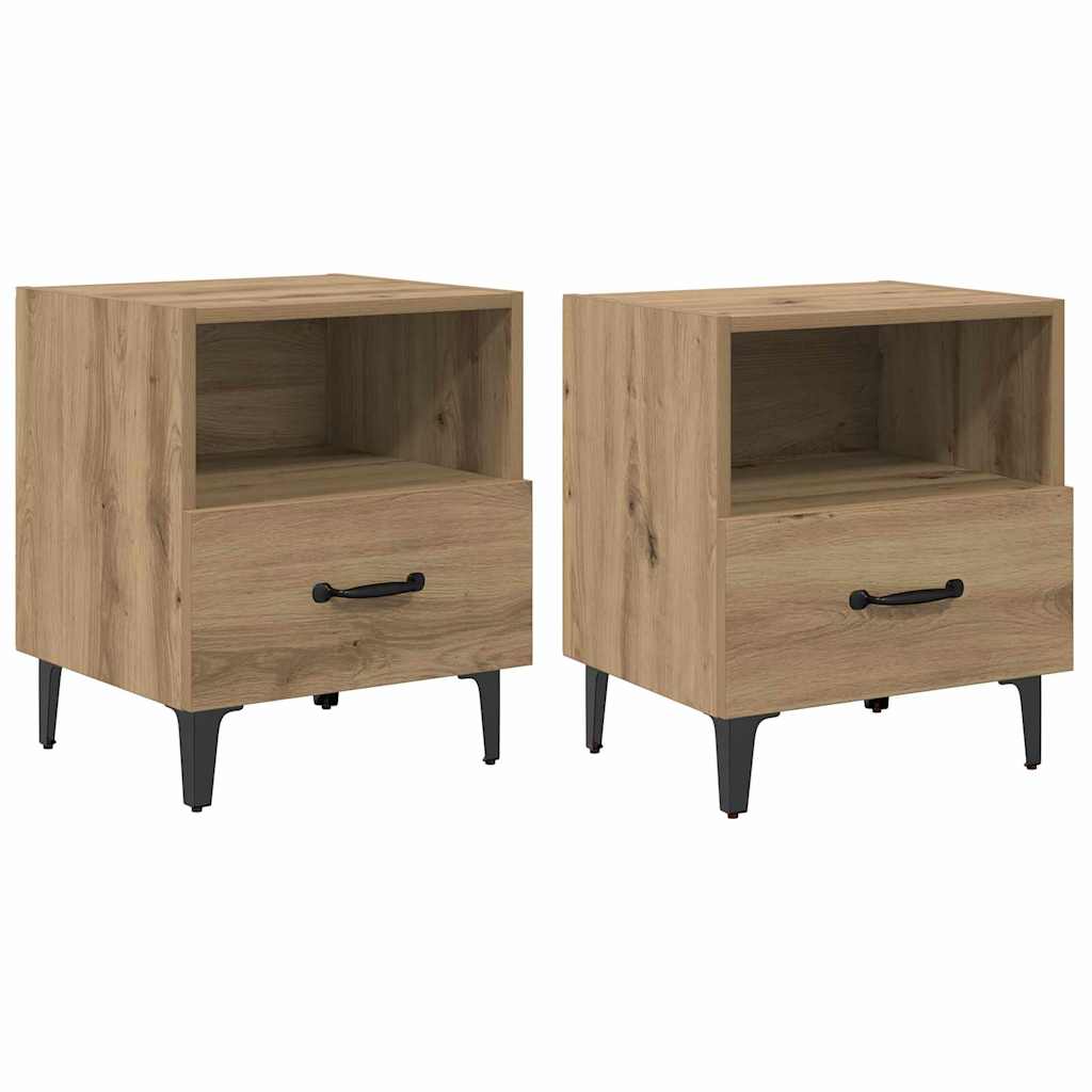 Armadio da Notte 2 pcs Rovere artigianale 40 x 35 x 47,5 cm