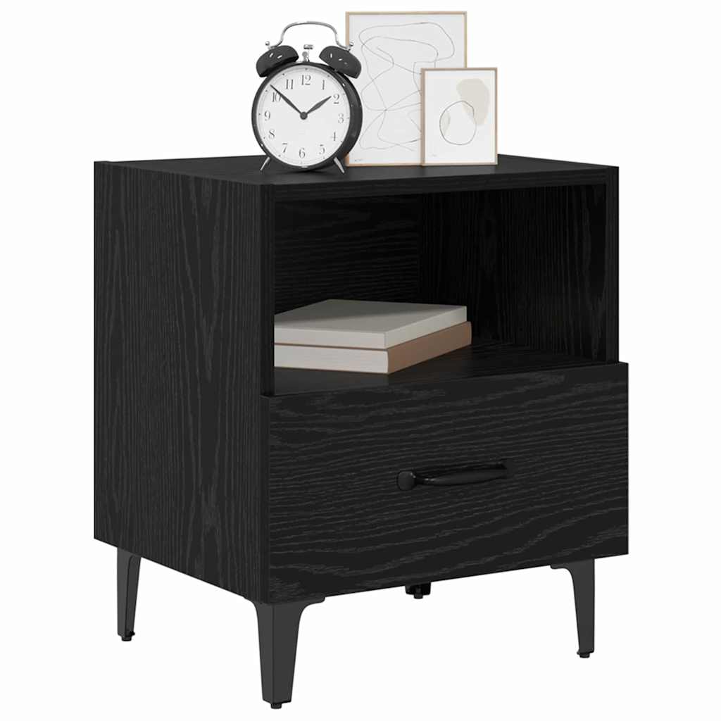 Armadio da Notte con cassetto Rovere nero 40 x 35 x 47,5 cm