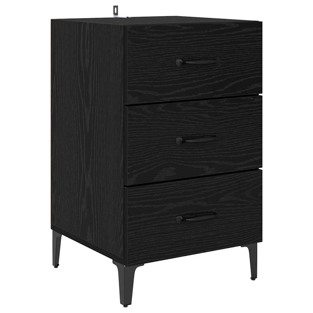 Armadio da Notte Rovere Nero 40 x 40.5 x 66 cm