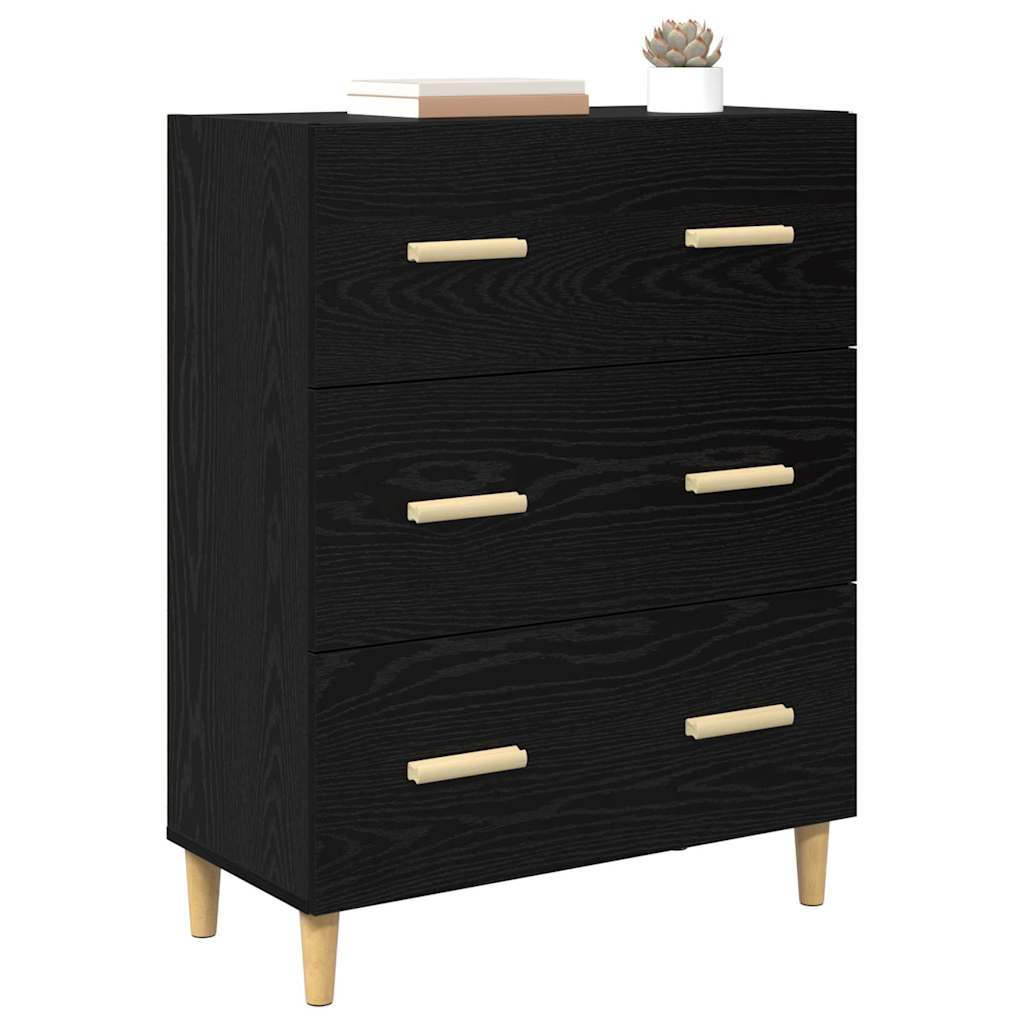 Credenza Rovere Nero 69,5 x 34 x 90 cm Legno multistrato