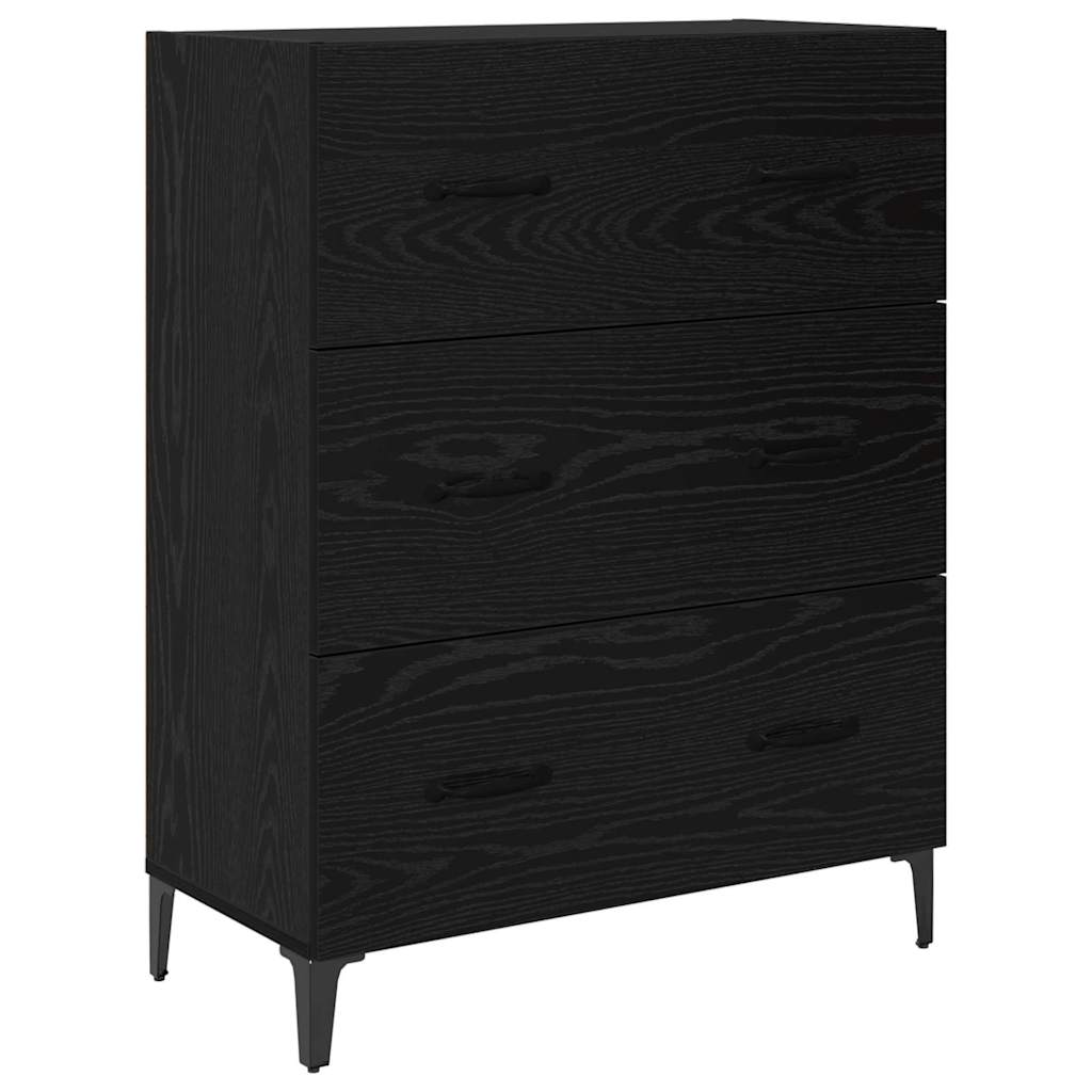 Credenza con cassetto Rovere Nero 69,5 x 34 x 90 cm