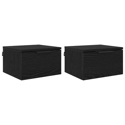 Armadio da Notte con cassetto 2 pcs Rovere Nero 34 x 30 x 20 cm