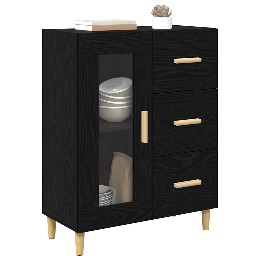 Credenza Rovere Nero 69,5 x 34 x 90 cm Legno multistrato