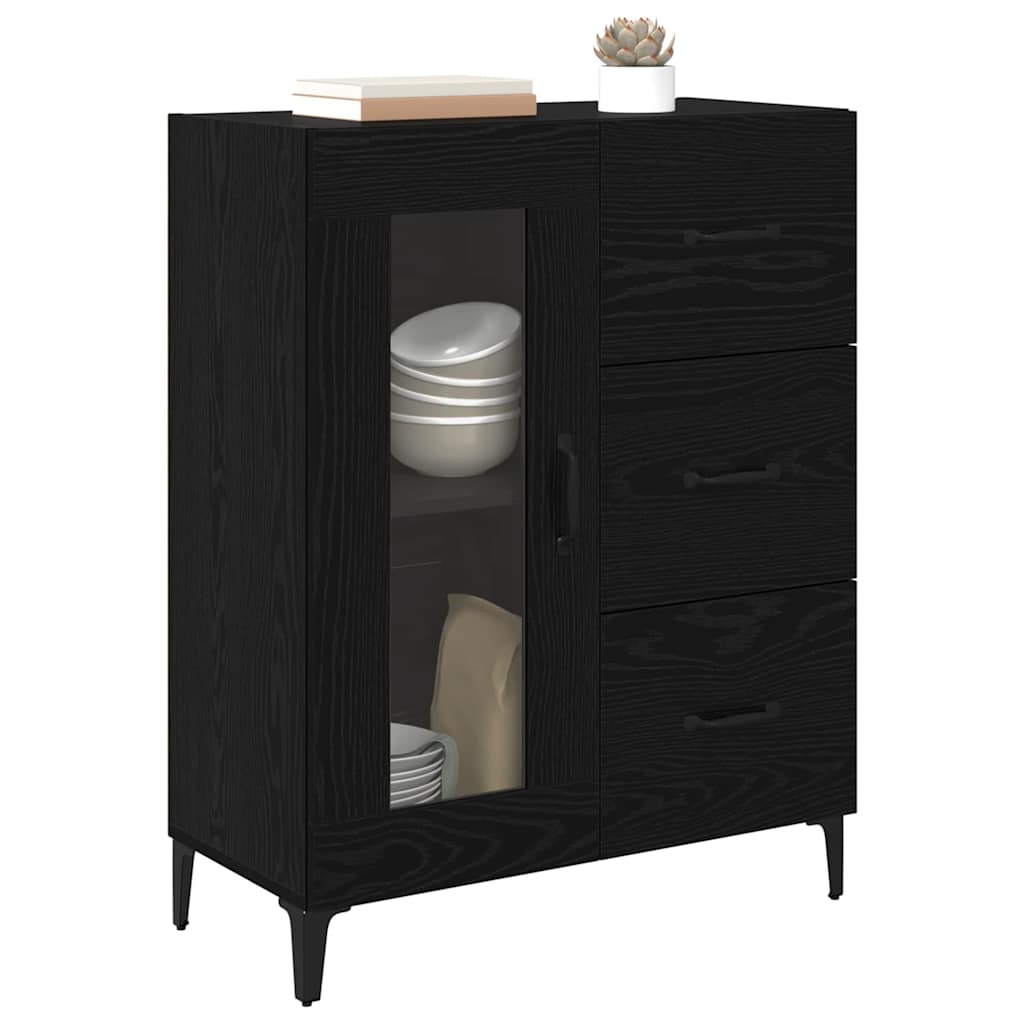 Credenza con cassetto Rovere Nero 69,5 x 34 x 90 cm