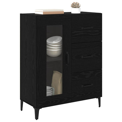 Credenza con cassetto Rovere Nero 69,5 x 34 x 90 cm