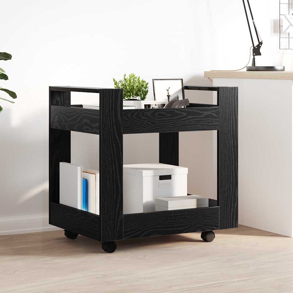 Carrello da Scrivania Rovere Nero 60 x 45 x 60 cm