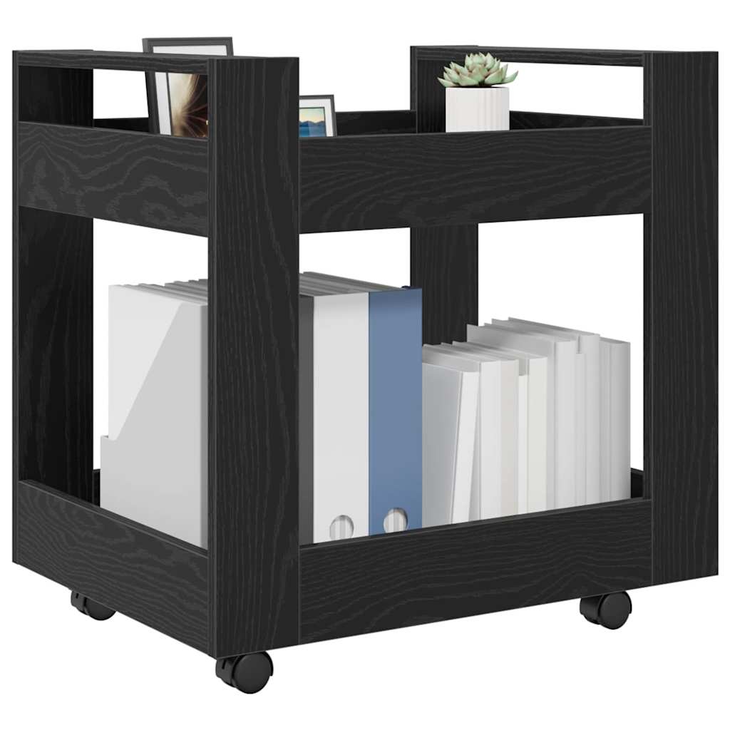 Carrello da Scrivania Rovere Nero 60 x 45 x 60 cm