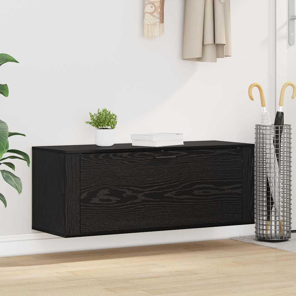 Mobile per scarpe con lo scaffale Rovere nero 100 x 35 x 38 cm