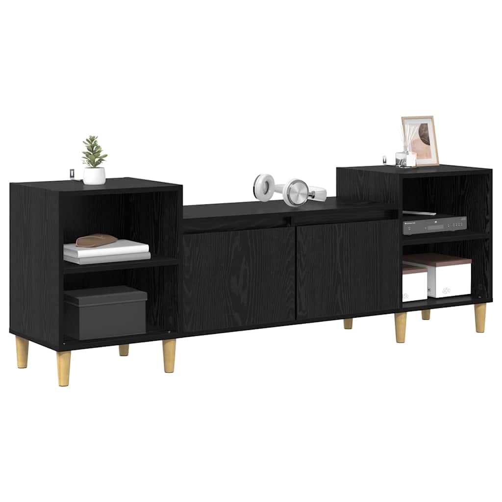 Mobile TV Rovere Nero 160 x 35 x 55 cm Legno multistrato
