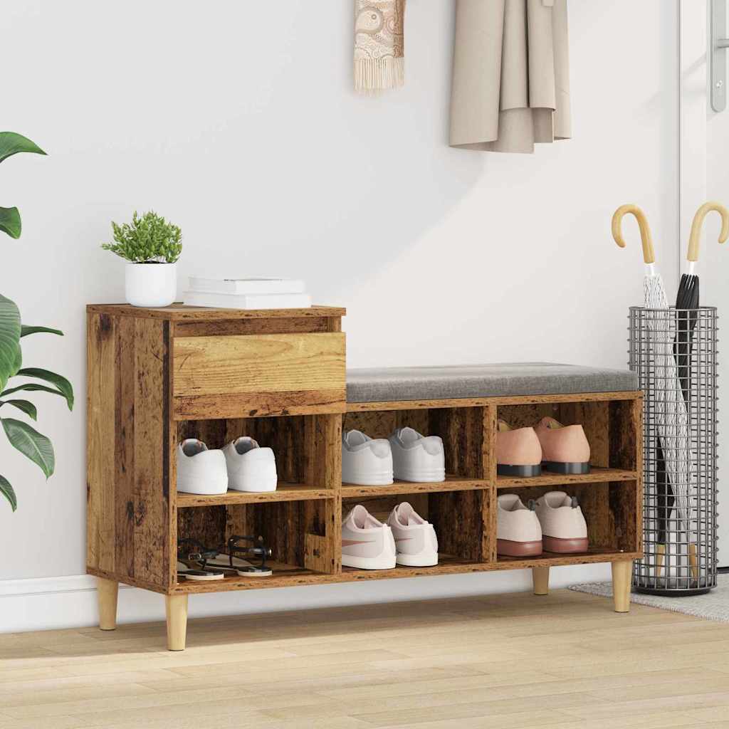 Mobile per scarpe con cassetto Legno vecchio 102 x 36 x 60 cm