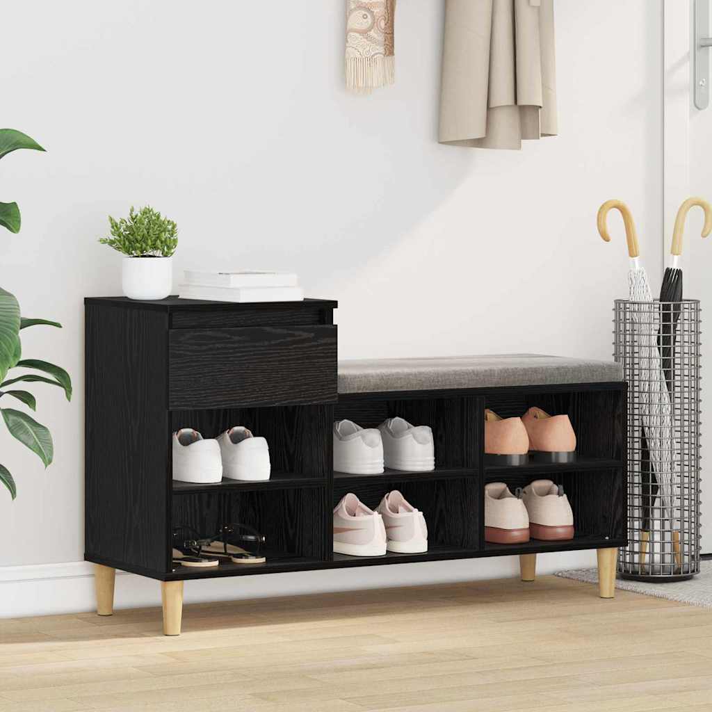 Mobile per scarpe con cassetto Rovere nero 102 x 36 x 60 cm