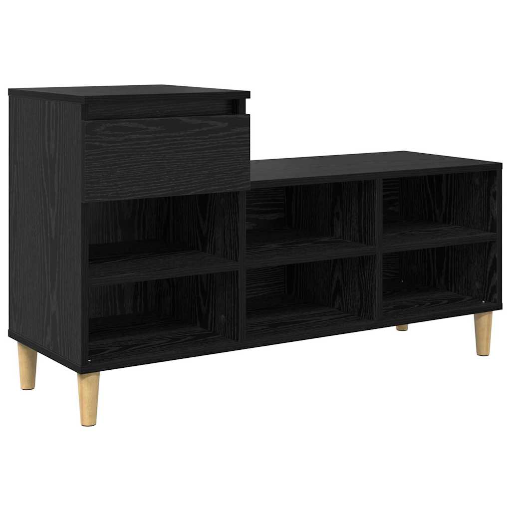 Mobile per scarpe con cassetto Rovere nero 102 x 36 x 60 cm