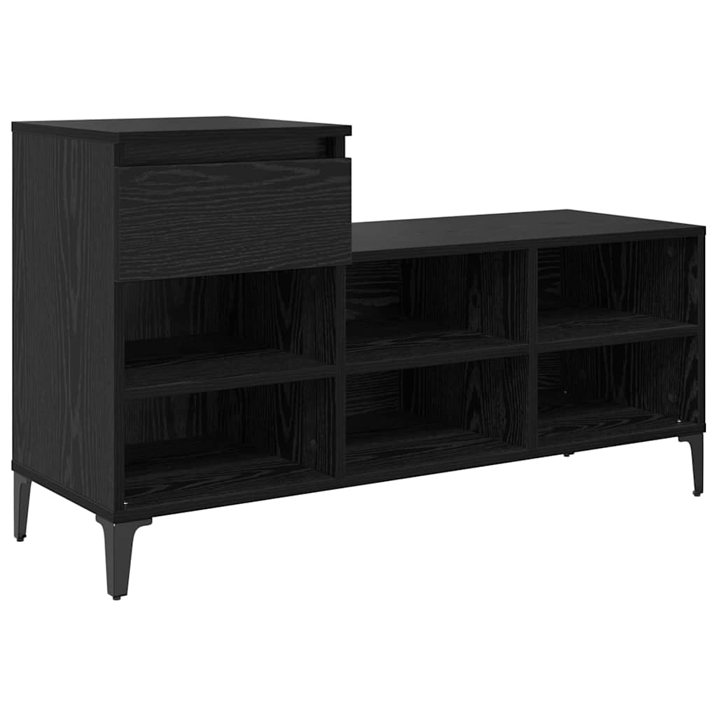 Mobile per scarpe con cassetto Rovere nero 102 x 36 x 60 cm