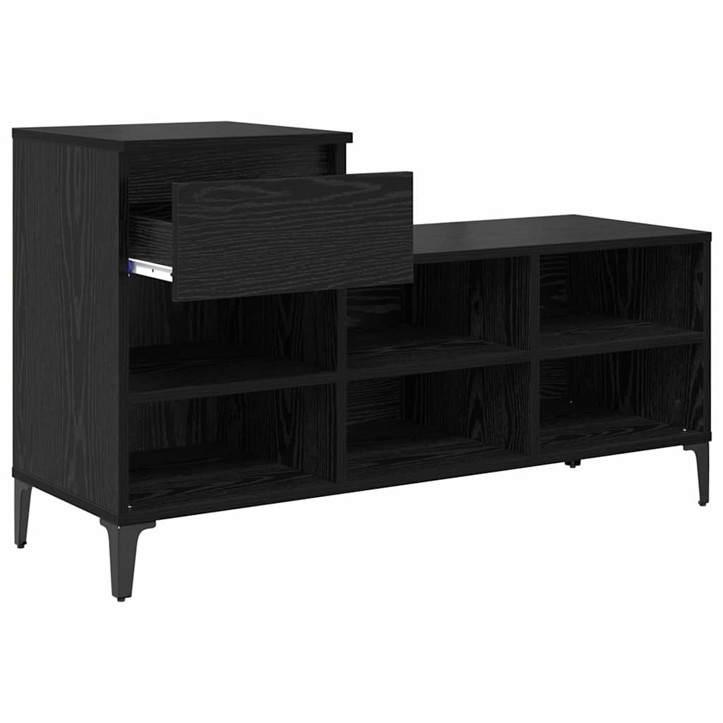 Mobile per scarpe con cassetto Rovere nero 102 x 36 x 60 cm