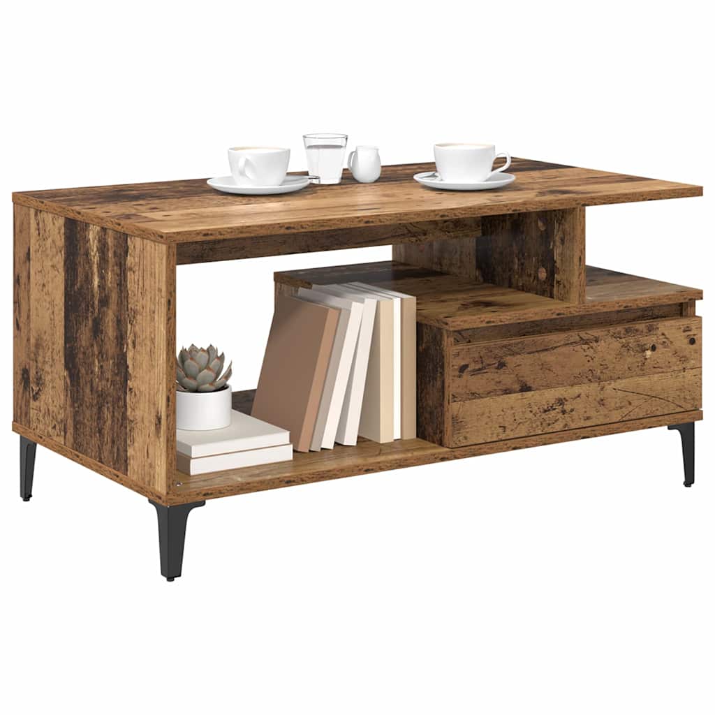 Tavolino da salotto con cassetto Legno vecchio 90 x 49 x 45 cm
