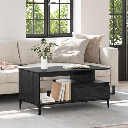 Tavolino da salotto con cassetto Rovere Nero 90 x 49 x 45 cm