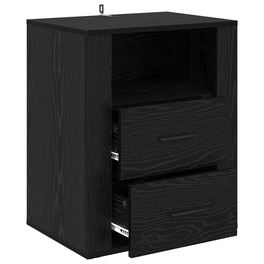 Armadio da Notte Rovere Nero 35 x 50 x 60 cm Legno multistrato