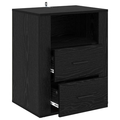 Armadio da Notte Rovere Nero 35 x 50 x 60 cm Legno multistrato