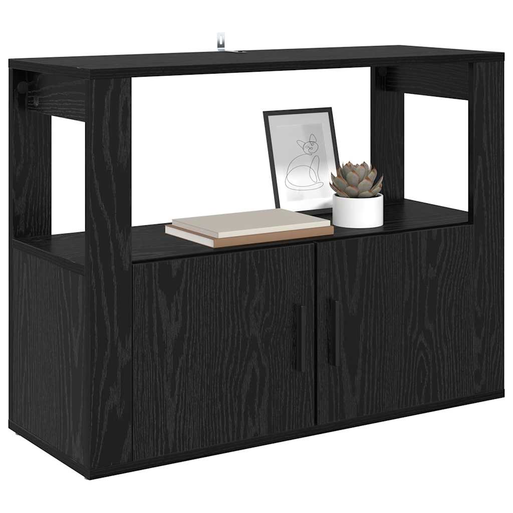 Credenza Rovere nero 80 x 30 x 60 cm Legno multistrato