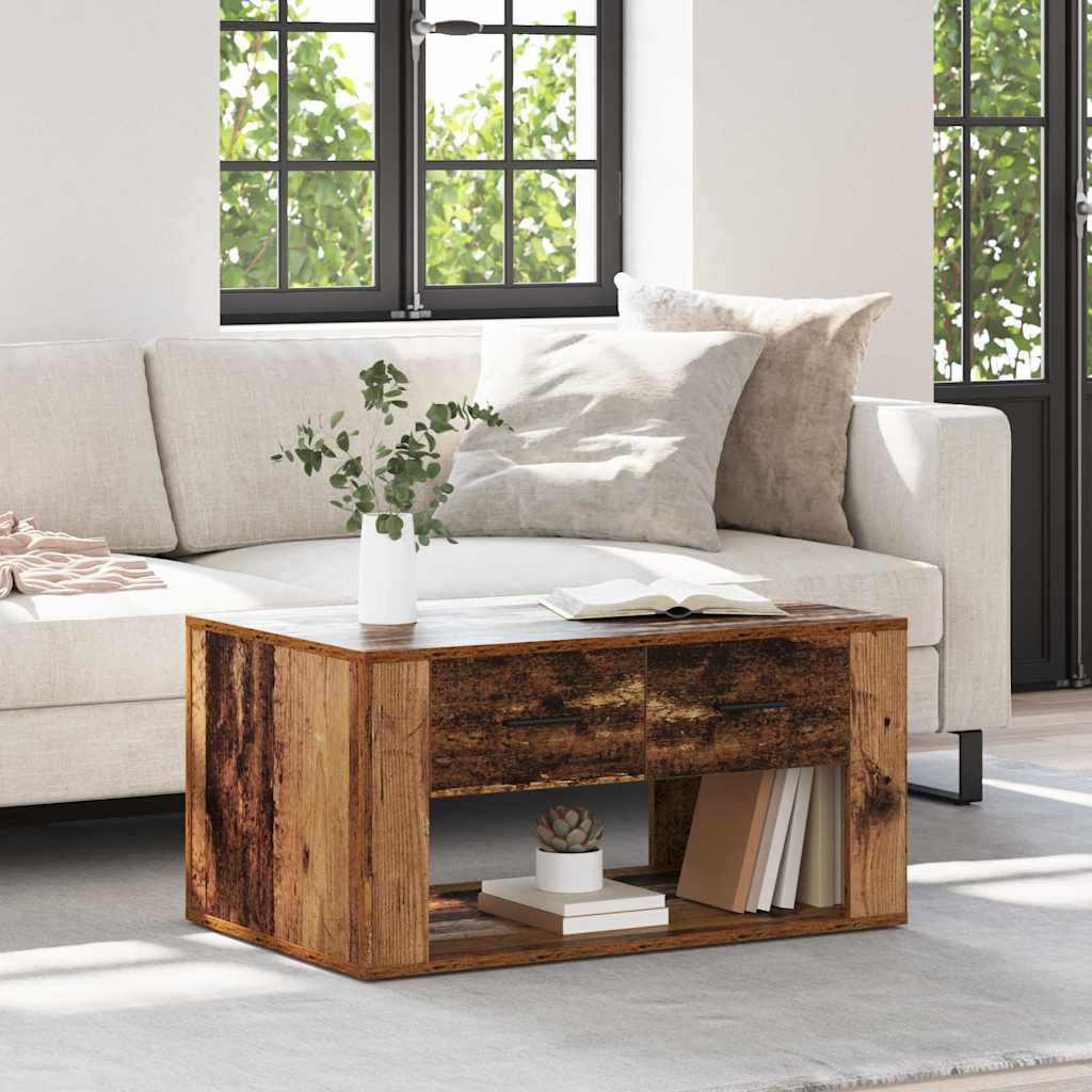 Tavolino da salotto con cassetto Legno vecchio 80 x 50 x 40 cm
