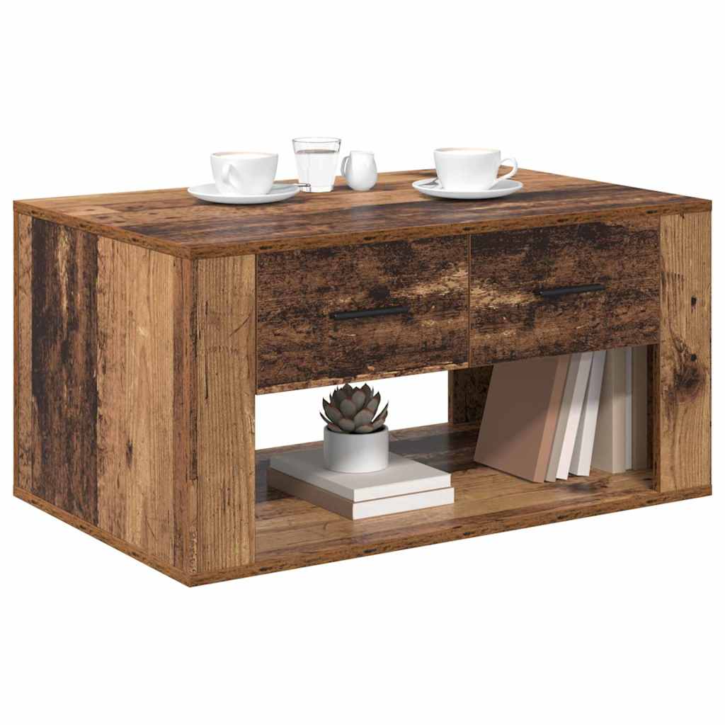 Tavolino da salotto con cassetto Legno vecchio 80 x 50 x 40 cm