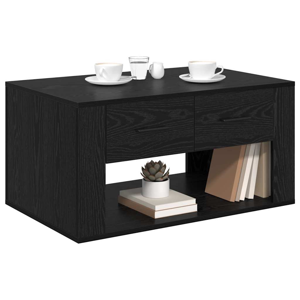Tavolino da salotto con cassetto Rovere Nero 80 x 50 x 40 cm