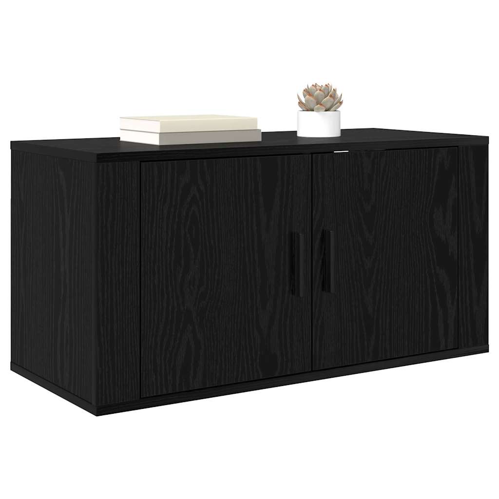 Mobile TV da parete Rovere nero 80 x 34,5 x 40 cm