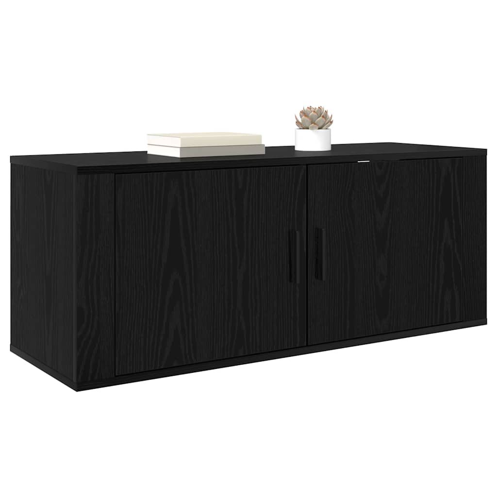 Mobile TV da parete Rovere Nero 100 x 34,5 x 40 cm