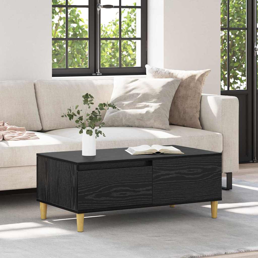 Tavolino da salotto con cassetto Rovere Nero 90 x 50 x 35 cm